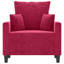 lænestol 60 cm velour vinrød