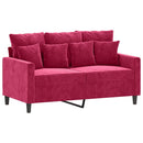 2-personers sofa 120 cm fløjl vinrød