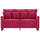 2-personers sofa 120 cm fløjl vinrød