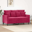 2-personers sofa 120 cm fløjl vinrød