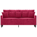 2-personers sofa 140 cm fløjl vinrød