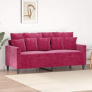 2-personers sofa 140 cm fløjl vinrød