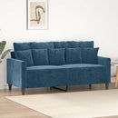 2-personers sofa 140 cm fløjl blå