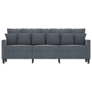 3-personers sofa 180 cm fløjl mørkegrå