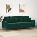 3-personers sofa 180 cm fløjl mørkegrøn
