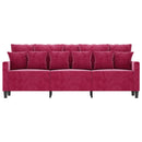 3-personers sofa 180 cm fløjl vinrød
