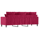 3-personers sofa 180 cm fløjl vinrød