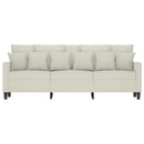 3-personers sofa 180 cm fløjl cremefarvet