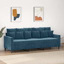 3-personers sofa 180 cm velour blå