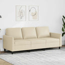 3-personers sofa 180 cm kunstlæder cremefarvet