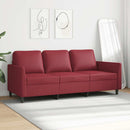 3-personers sofa 180 cm kunstlæder vinrød