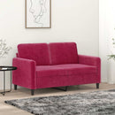 2-personers sofa 120 cm fløjl vinrød