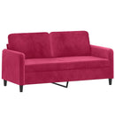 2-personers sofa 140 cm fløjl vinrød