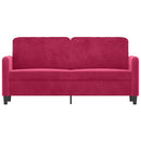 2-personers sofa 140 cm fløjl vinrød
