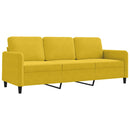 3-personers sofa 180 cm velour gul