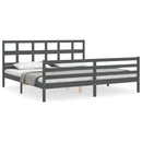 sengeramme med sengegavl 200x200 cm massivt træ grå