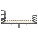 sengeramme med sengegavl 200x200 cm massivt træ grå