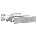 sengeramme med sengegavl og fodgærde 200x200 cm betongrå