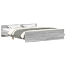 sengeramme med sengegavl og fodgærde 200x200 cm grå sonoma-eg