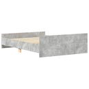 sengeramme med sengegavl og fodgærde 140x200 cm betongrå