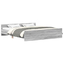 sengeramme med sengegavl og fodgærde 160x200 cm grå sonoma-eg