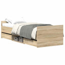 sengeramme med sengegavl og fodgærde 90x200 cm sonoma-eg