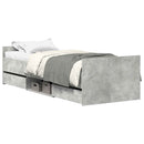 sengeramme med sengegavl og fodgærde 90x200 cm betongrå