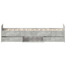 sengeramme med sengegavl og fodgærde 90x200 cm betongrå