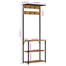 knagerække med skoopbevaring 68x30x182 cm massivt ru mangotræ