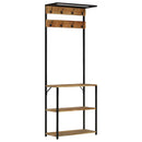 knagerække med skoopbevaring 68x30x182 cm massivt ru mangotræ