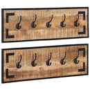 knagerækker 2 stk. 80x8x25 cm massivt ru mangotræ