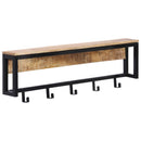 knagerække 87x10x27 cm massivt ru mangotræ