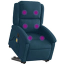 massagestol med løftefunktion velour blå