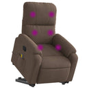 massagestol med løftefunktion mikrofiberstof brun