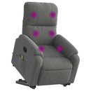 massagestol med løftefunktion mikrofiberstof mørkegrå