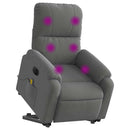 massagestol med løftefunktion mikrofiberstof mørkegrå