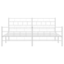 sengeramme med sengegavl og fodgærde 200x200 cm metal hvid
