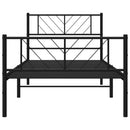 sengeramme med sengegavl og fodgærde 75x190 cm metal sort