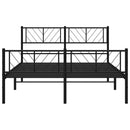 sengeramme med sengegavl og fodgærde 135x190 cm metal sort