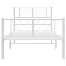 sengeramme med sengegavl og fodgærde 75x190 cm metal hvid