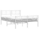 sengeramme med sengegavl og fodgærde 150x200 cm metal hvid