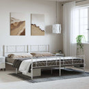 sengeramme med sengegavl og fodgærde 193x203 cm metal hvid
