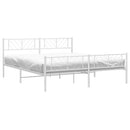 sengeramme med sengegavl og fodgærde 193x203 cm metal hvid