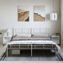 sengeramme med sengegavl og fodgærde 193x203 cm metal hvid