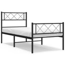 sengeramme med sengegavl og fodgærde 107x203 cm metal sort