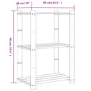 opbevaringsreol 3 hylder 60x38x90 cm massivt fyrretræ sort