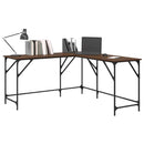 skrivebord 149x149x75 cm konstrueret træ brun egetræsfarve