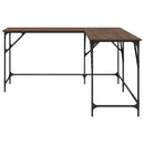 skrivebord 149x149x75 cm konstrueret træ brun egetræsfarve