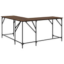 skrivebord 149x149x75 cm konstrueret træ brun egetræsfarve