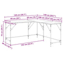 skrivebord 149x149x75 cm konstrueret træ brun egetræsfarve
